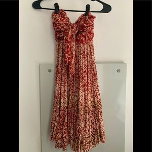 Free people strapless front tie patterned dress